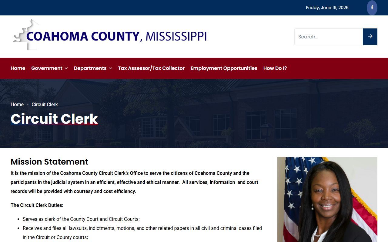 Coahoma County Circuit Clerk criminal filing source after jail arrest