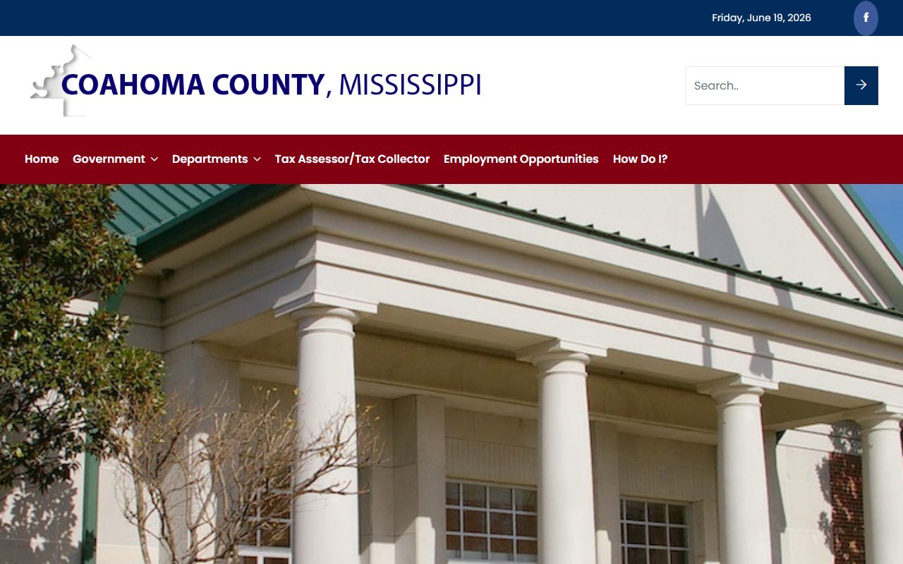 Coahoma County government homepage for inmate population and court record context
