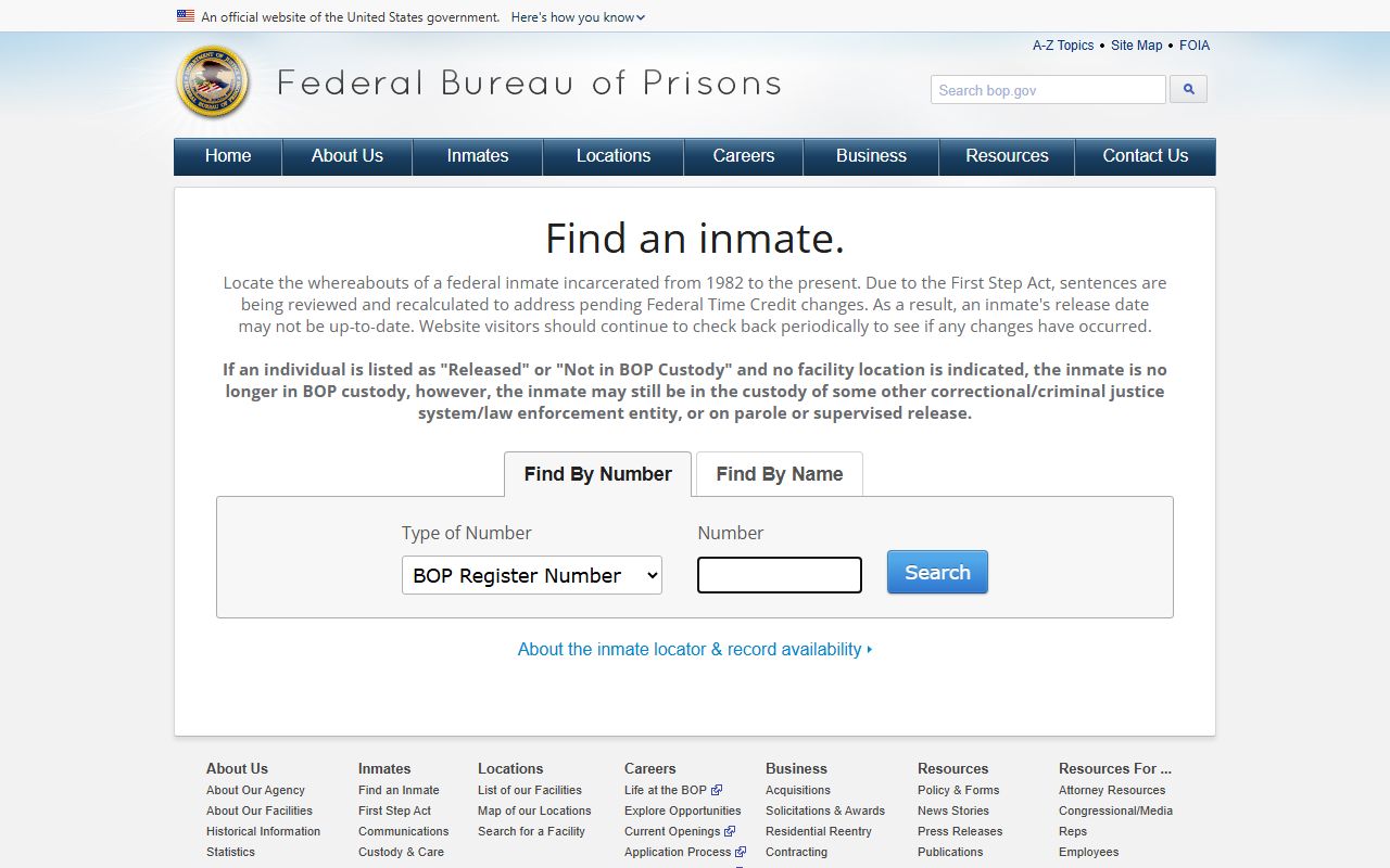 Federal BOP locator distinct from Coahoma County jail mugshots