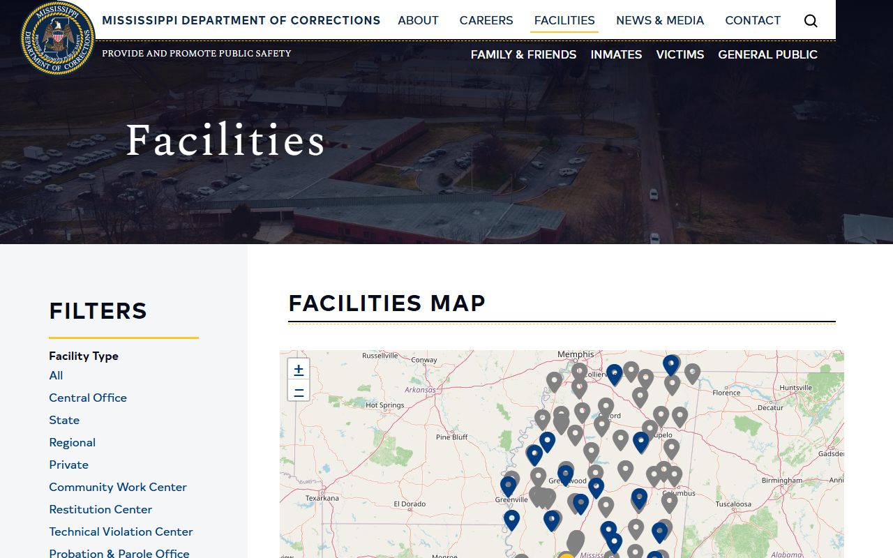 MDOC facilities list for Coahoma County inmate transfers