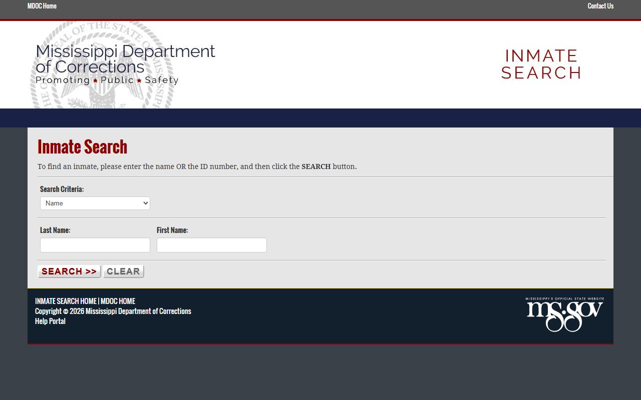 Coahoma County inmate records state MDOC search screen